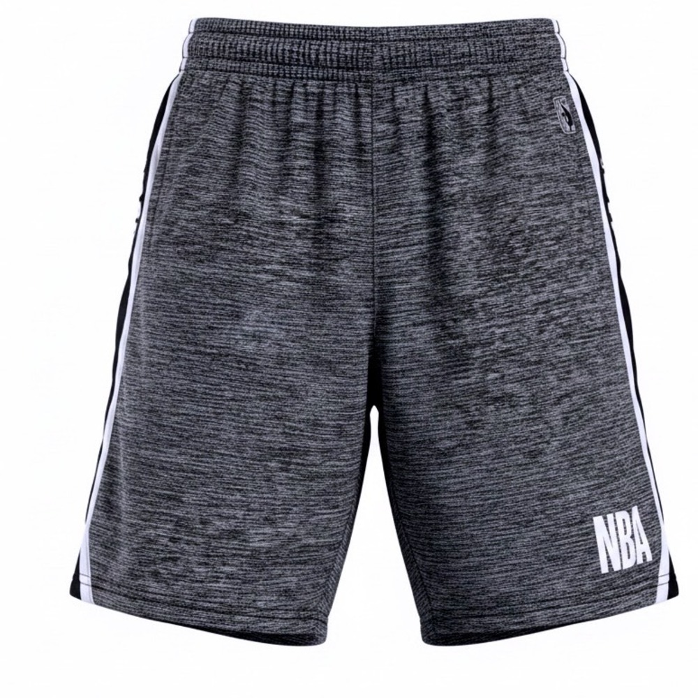 NBA Mens Basketball Shorts Large Charcoal Space Dye Heather Athletic Black White - Picture 1 of 5